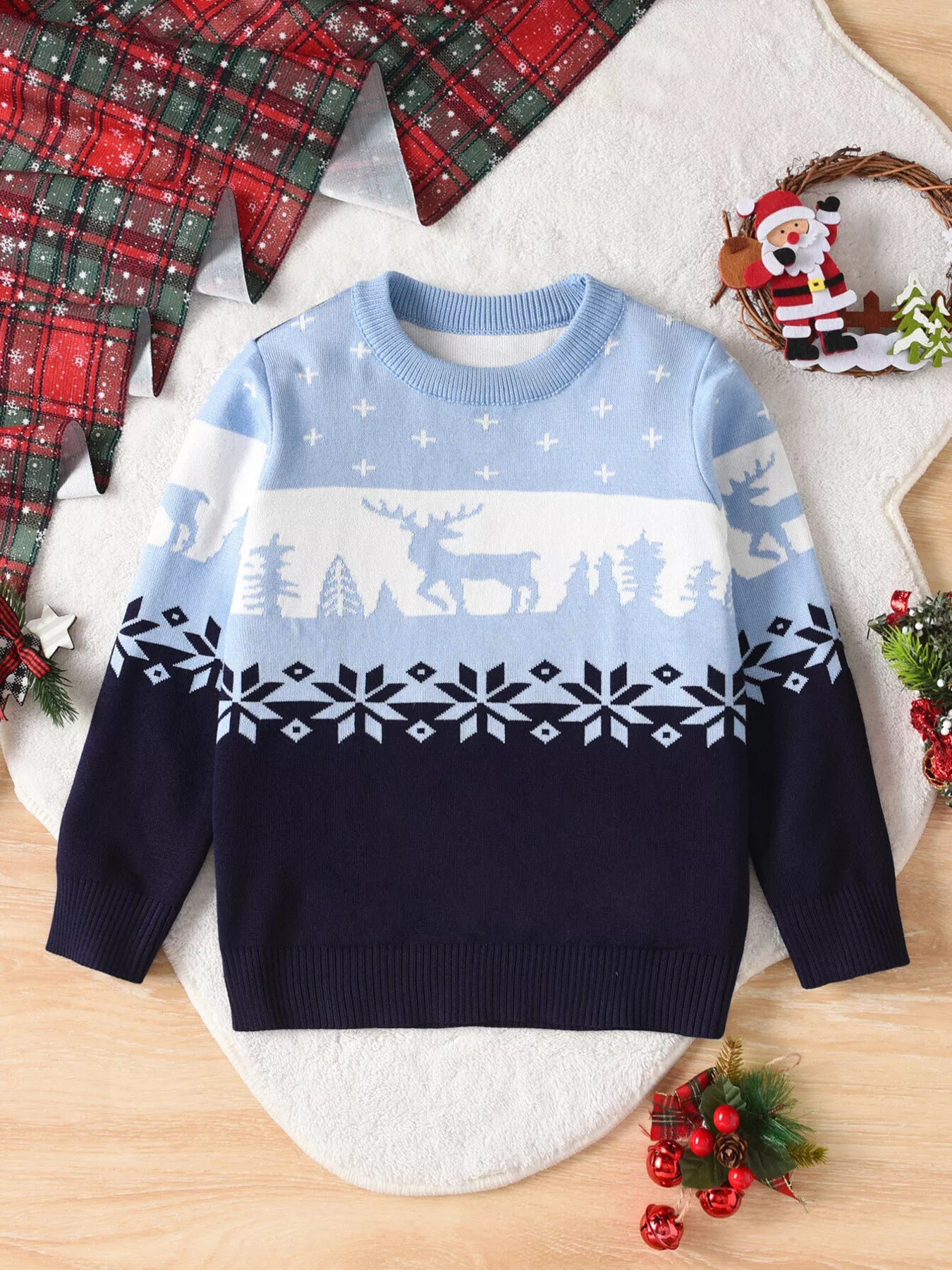 Children's Christmas Reindeer Pattern Knit Sweater - PBNJ FASHIONS