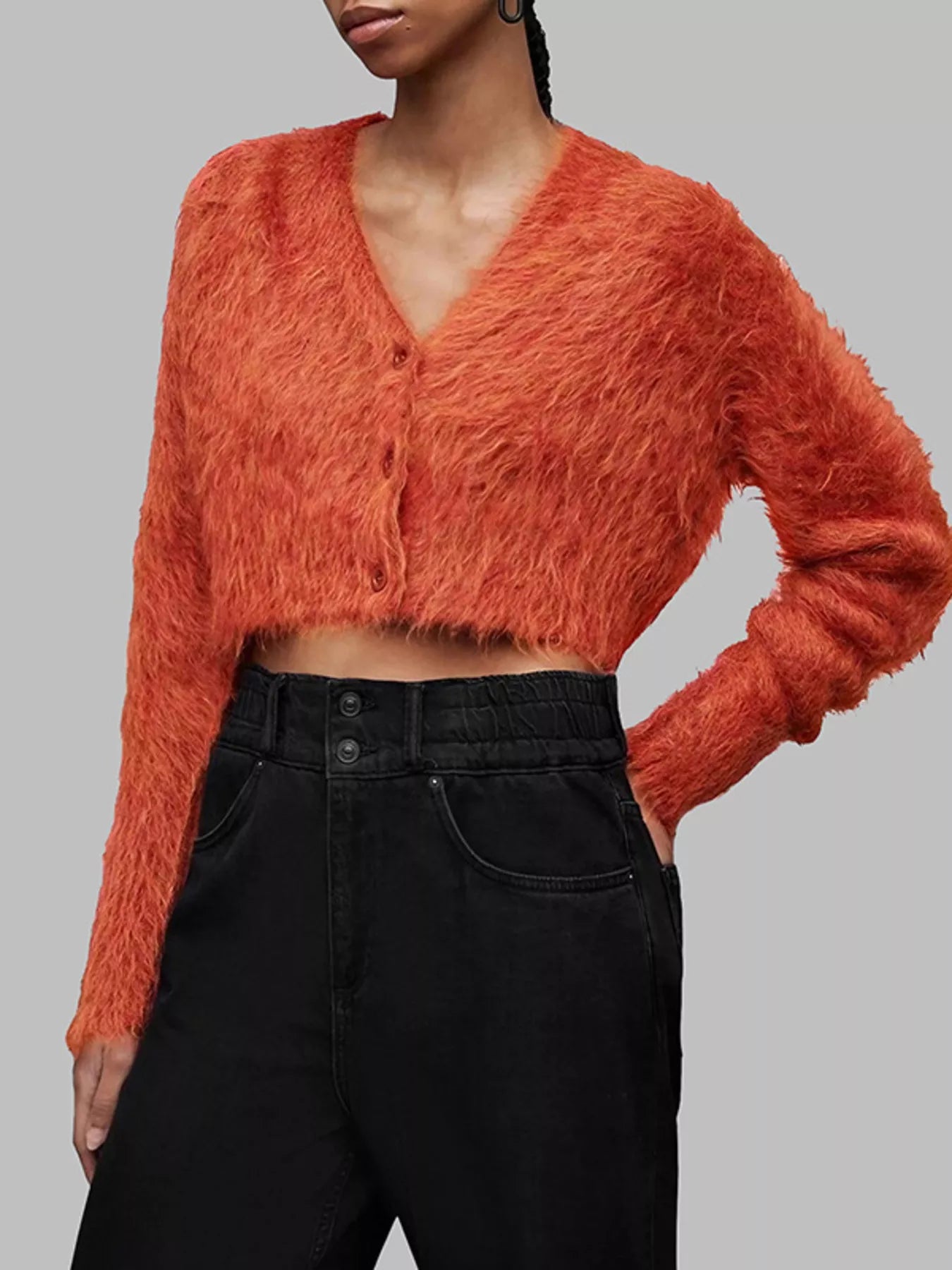 Fluffy Knit Cropped Cardigan - PBNJ FASHIONS
