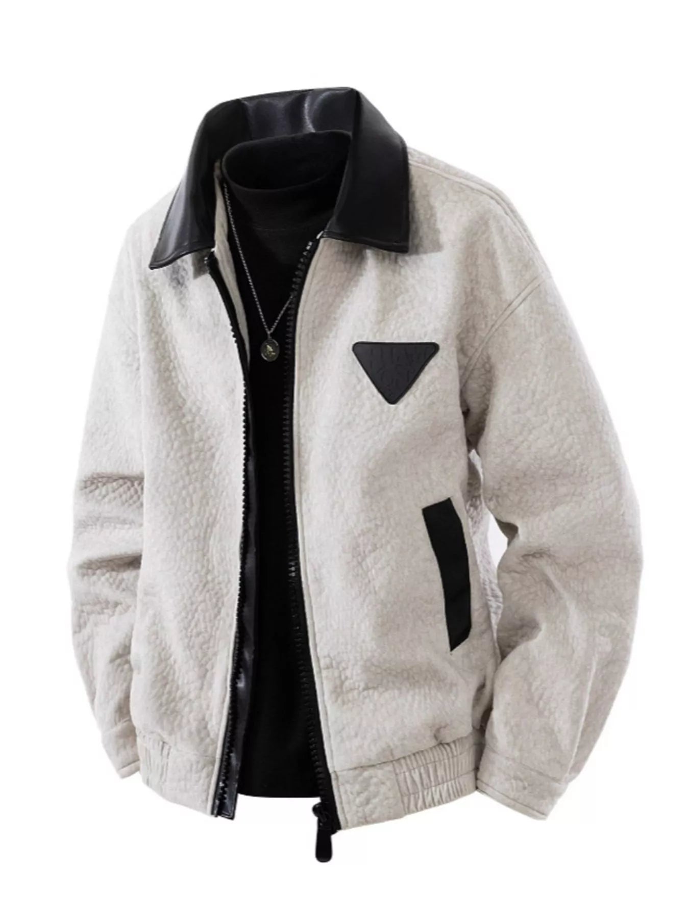 Men's Plus Size Leather Trimmed Zip Up Jacket - PBNJ FASHIONS