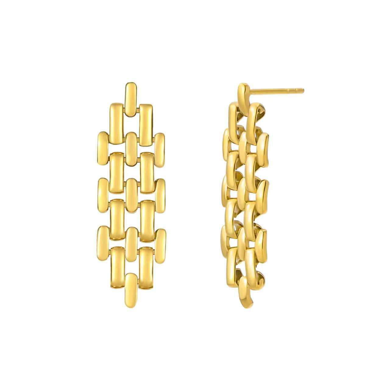 ER004G B.Tiff Gold Ripple Earrings - PBNJ FASHIONS