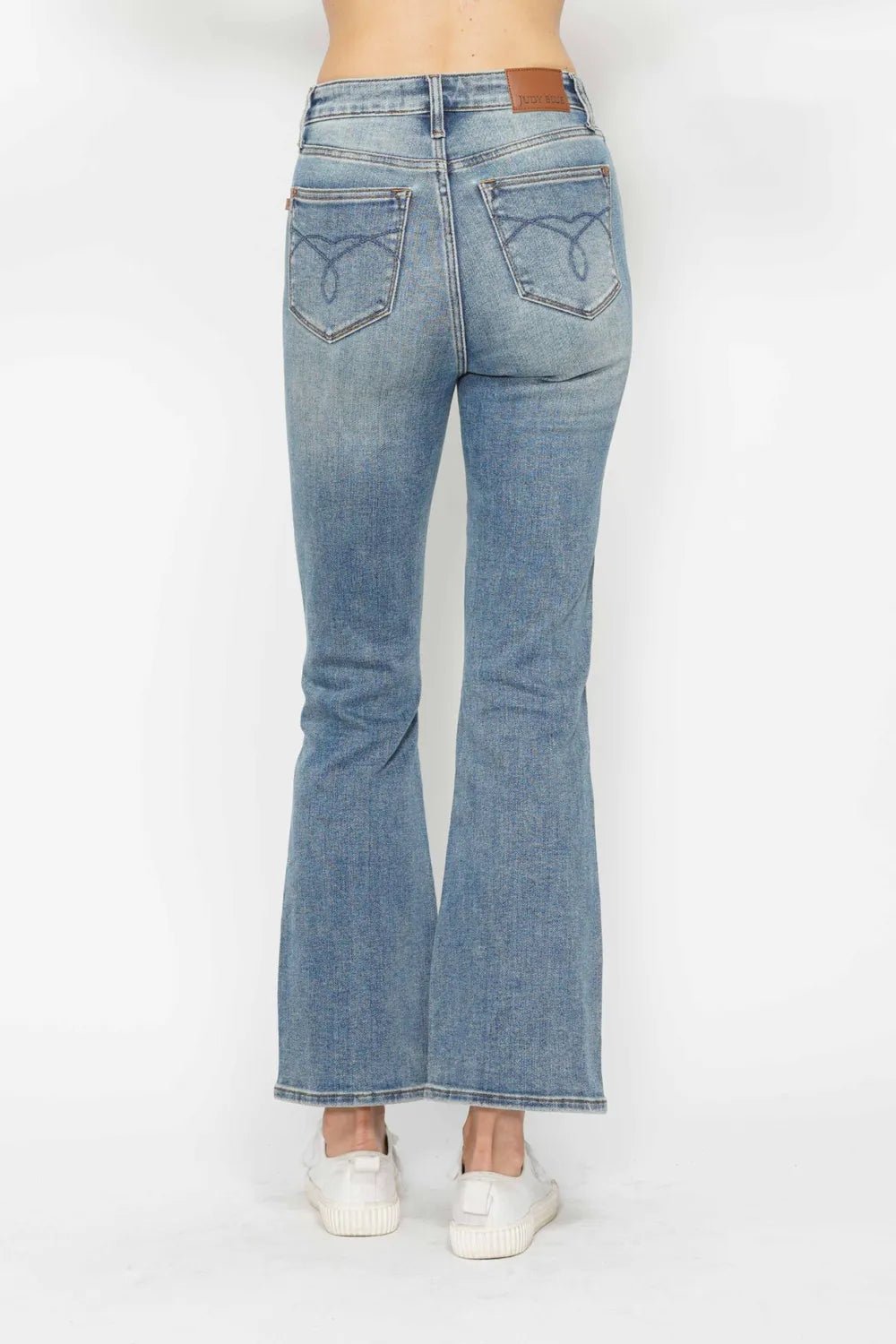 Judy Blue Full Size Tummy Control Back Embroidered Pocketed Bootcut Jeans Plus Size - PBNJ FASHIONS
