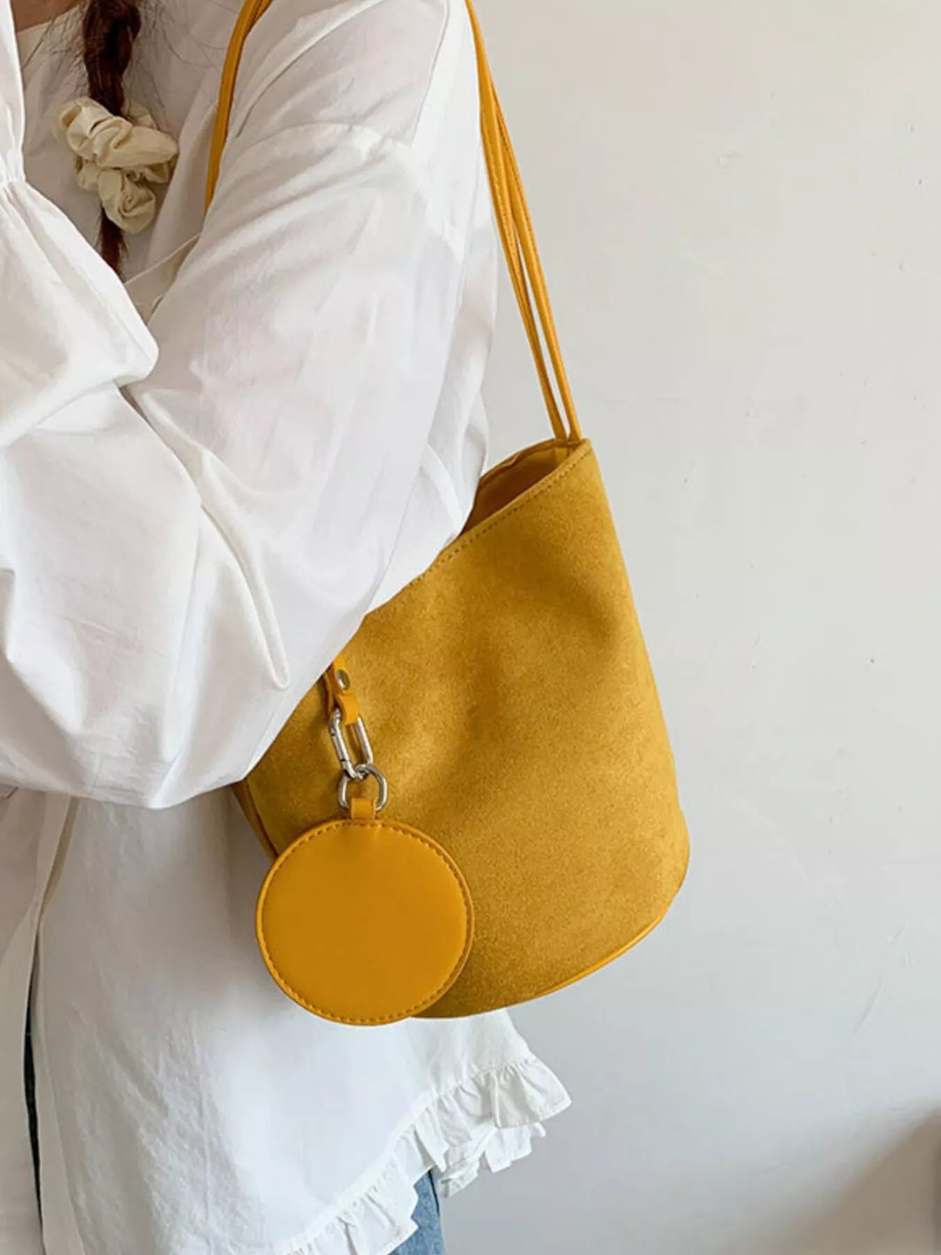 Suede Solid Color Bucket Bag - PBNJ FASHIONS