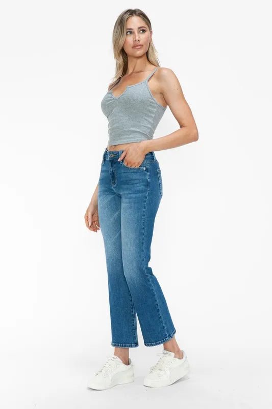 bytos Full Size Cat's Whiskers Mid Rise Ankle Jeans - PBNJ FASHIONS