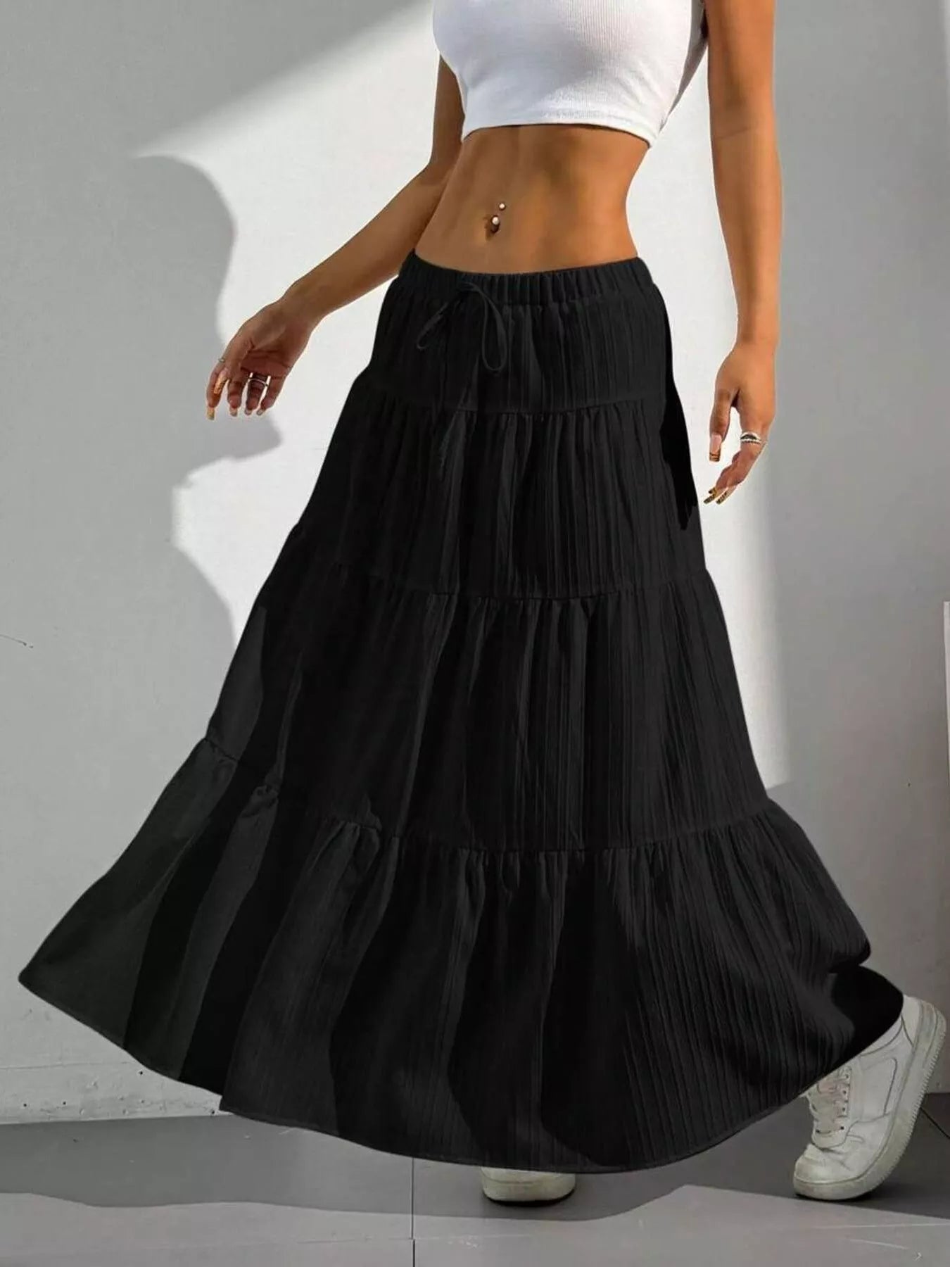 Flowy Tiered Maxi Skirt - PBNJ FASHIONS