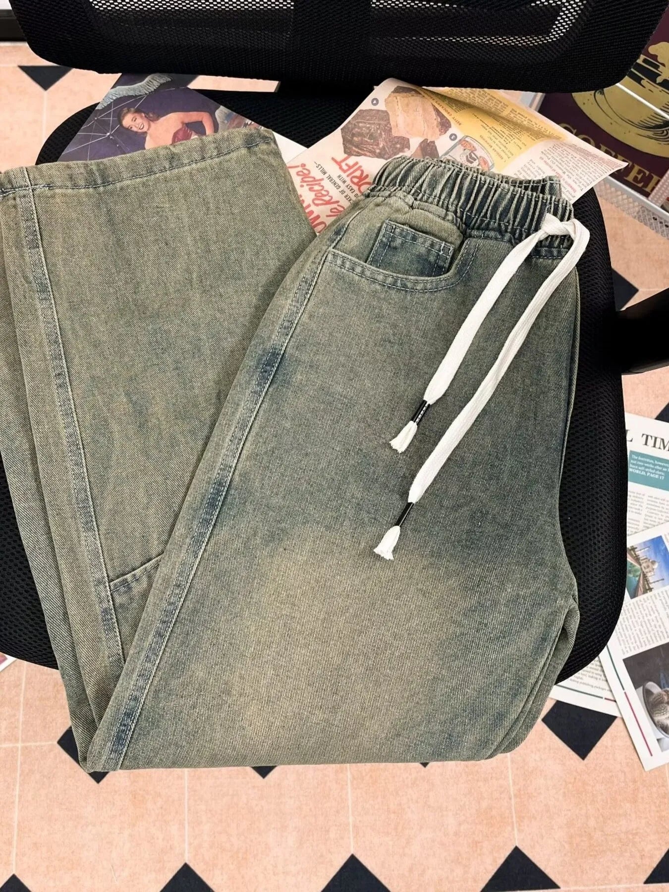 Men's Plus Size Drawstring Wide Leg Jeans - PBNJ FASHIONS