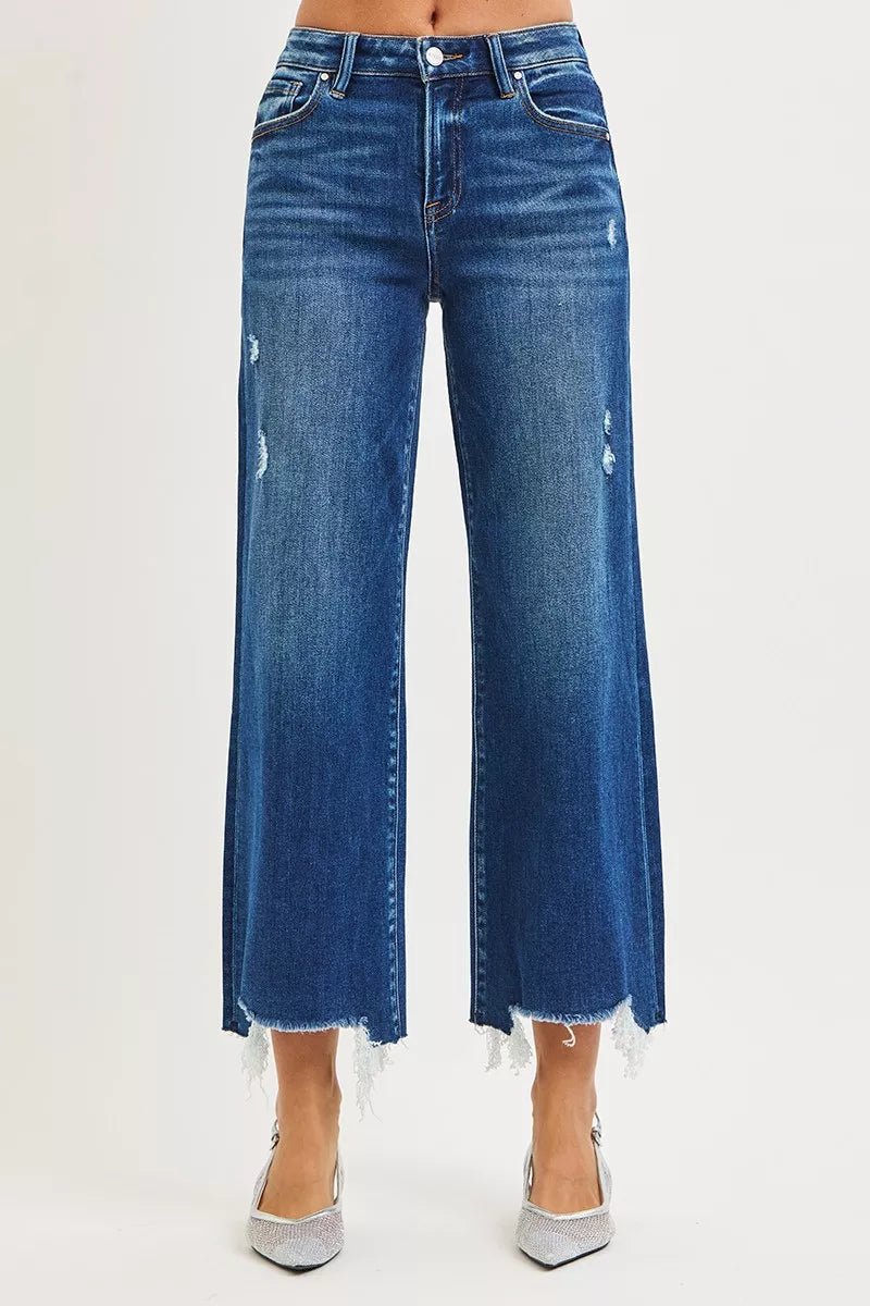 RISEN High Rise Crop Wide Leg Jeans - PBNJ FASHIONS