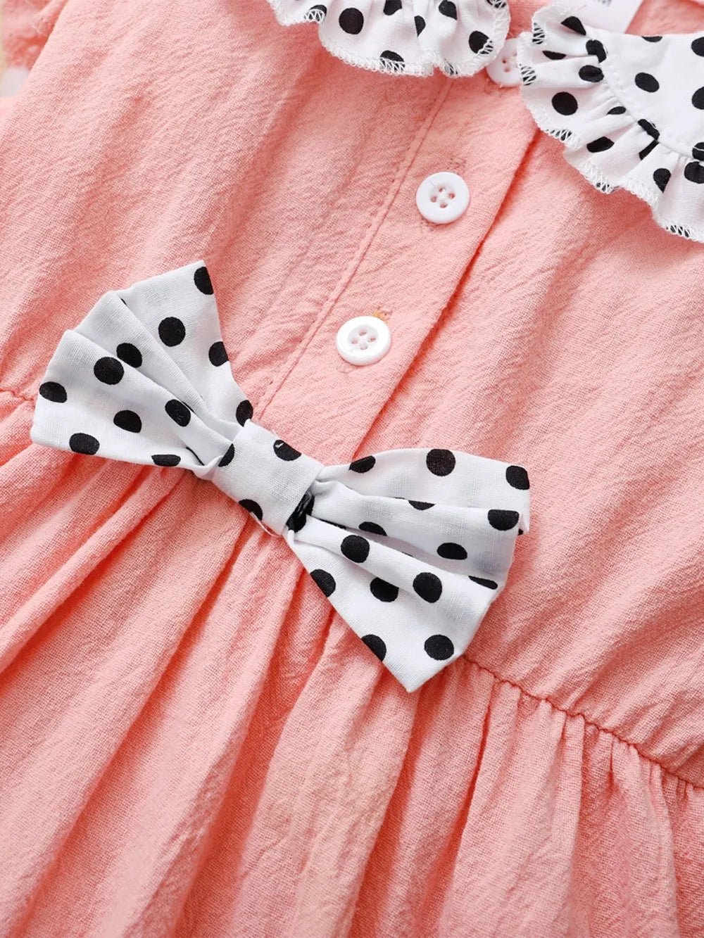 Children's Bow Peter Pan Collar Ruffle Sleeve Dress - PBNJ FASHIONS