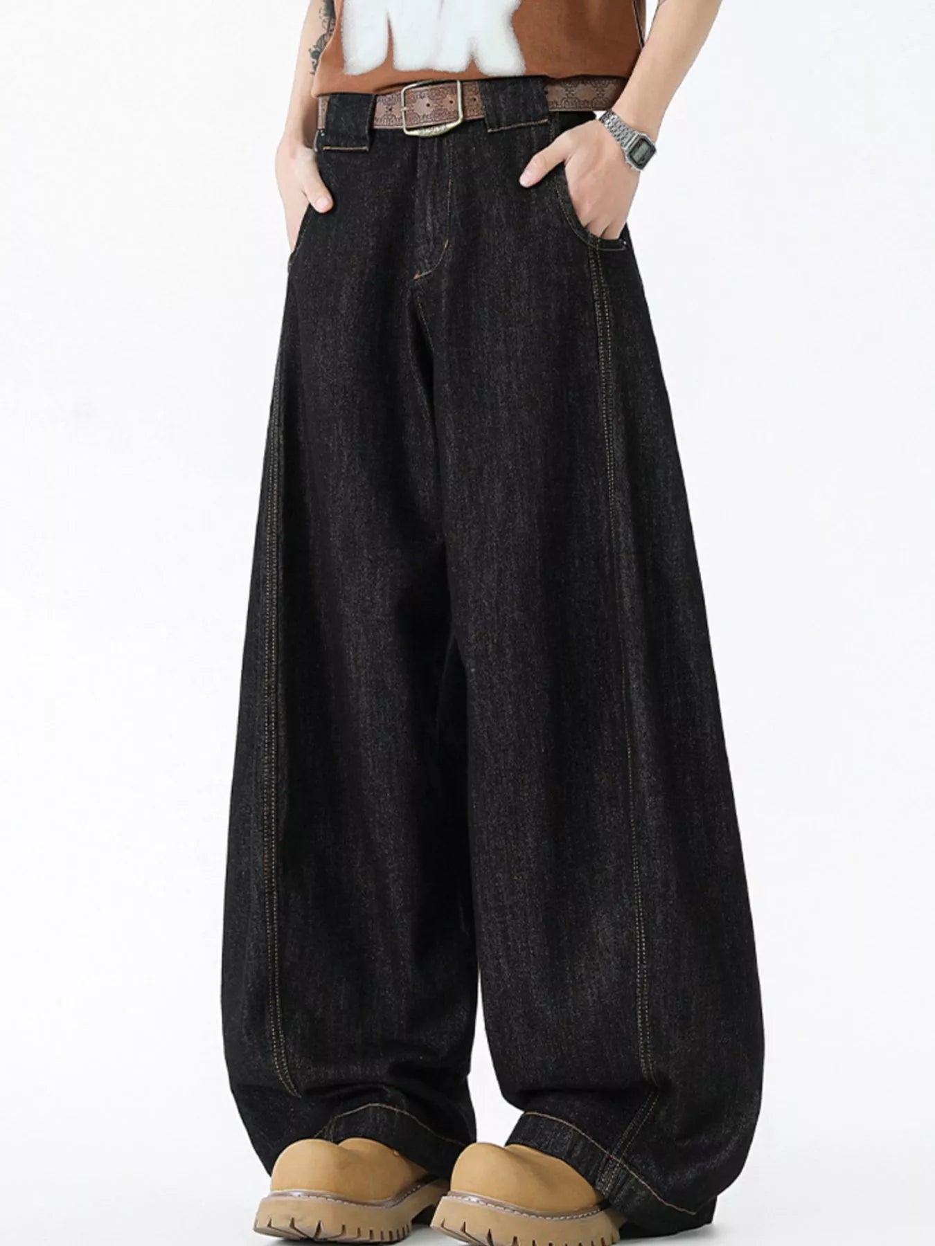 Men's Wide Leg Jeans, 100% Cotton, Basic Style, Oversized Fit, Machine Washable - PBNJ FASHIONS