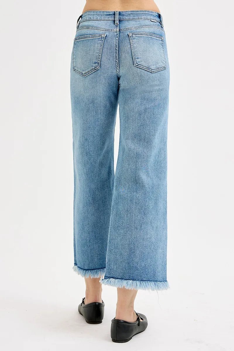 RISEN Full Size Mid Rise Crop Wide Leg Jeans Plus Size - PBNJ FASHIONS