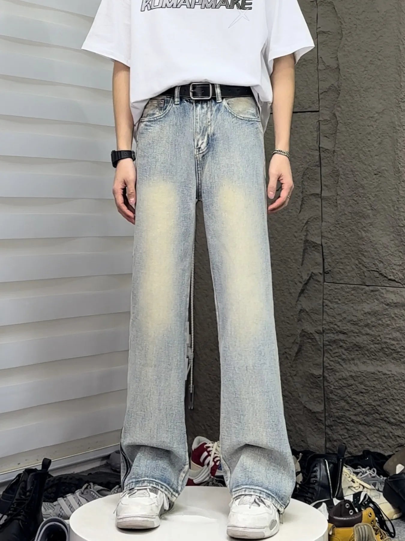 Men's Full Size Vintage Wash Wide Leg Jeans Plus Size - PBNJ FASHIONS