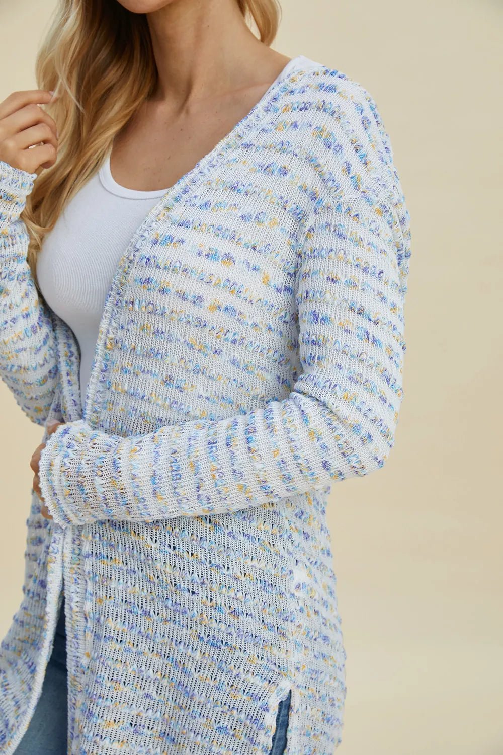 Double Take Full Size Open Front Longline Cardigan - PBNJ FASHIONS