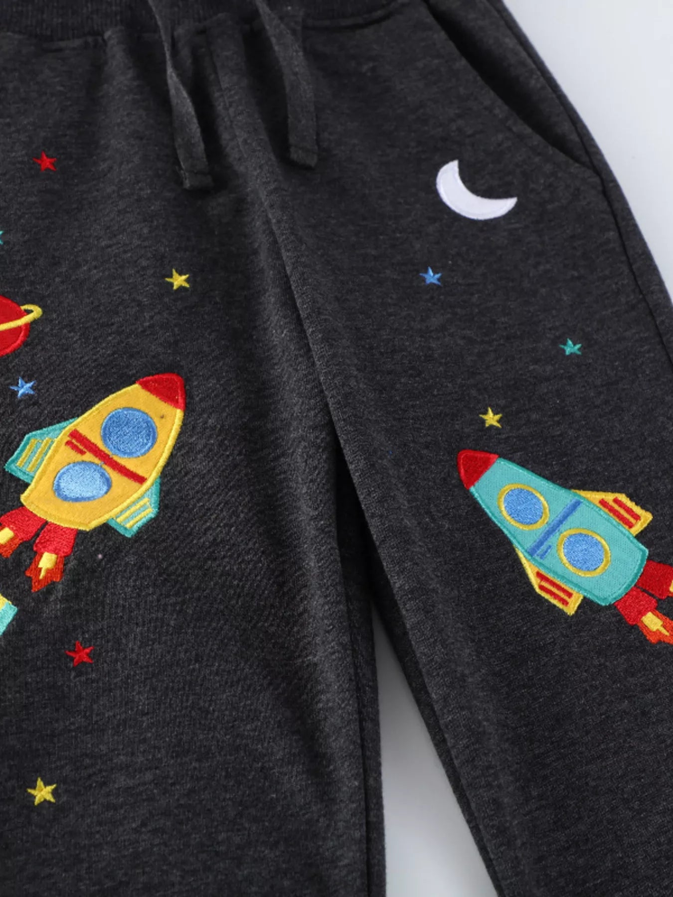 Children's Space Rocket Embroidered Joggers - PBNJ FASHIONS