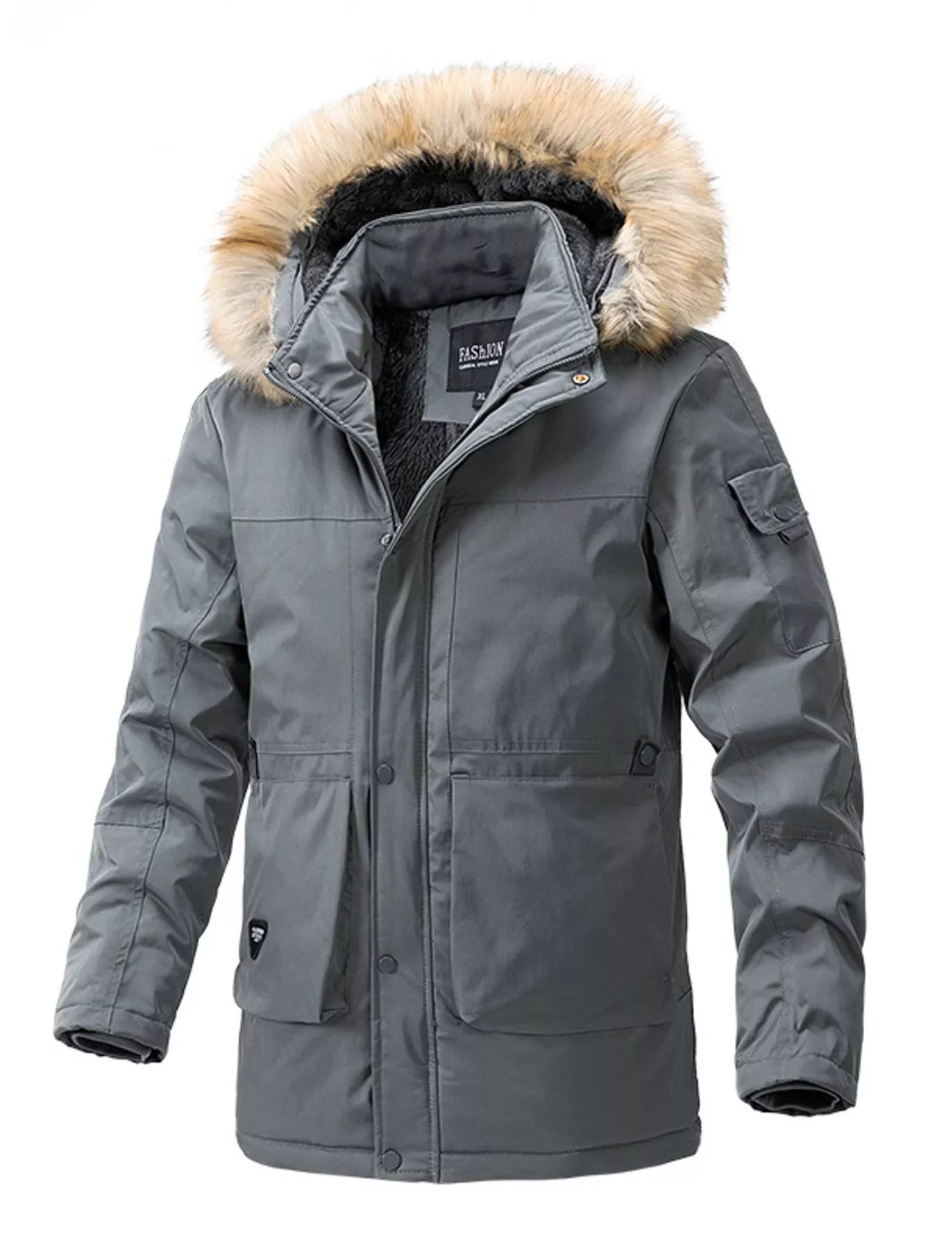 Men's Plus Size Fur Hooded Winter Parka Coat - PBNJ FASHIONS