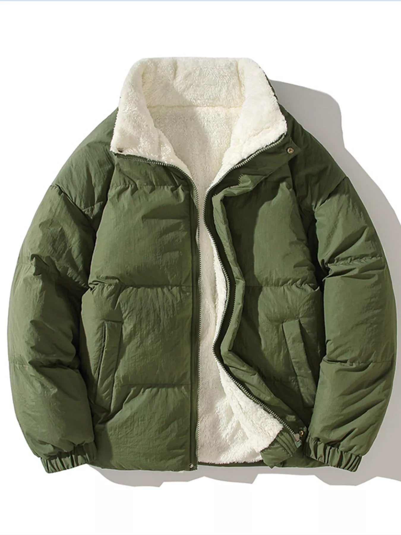 Men's Full Size Zip Up Fleece Puffer Jacket Plus Size - PBNJ FASHIONS