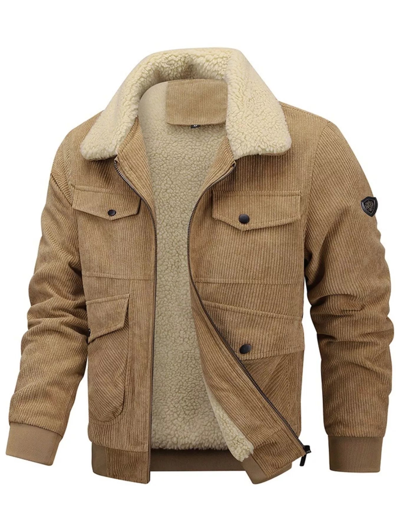 Men's Plus Size Corduroy Sherpa Lined Winter Coat - PBNJ FASHIONS