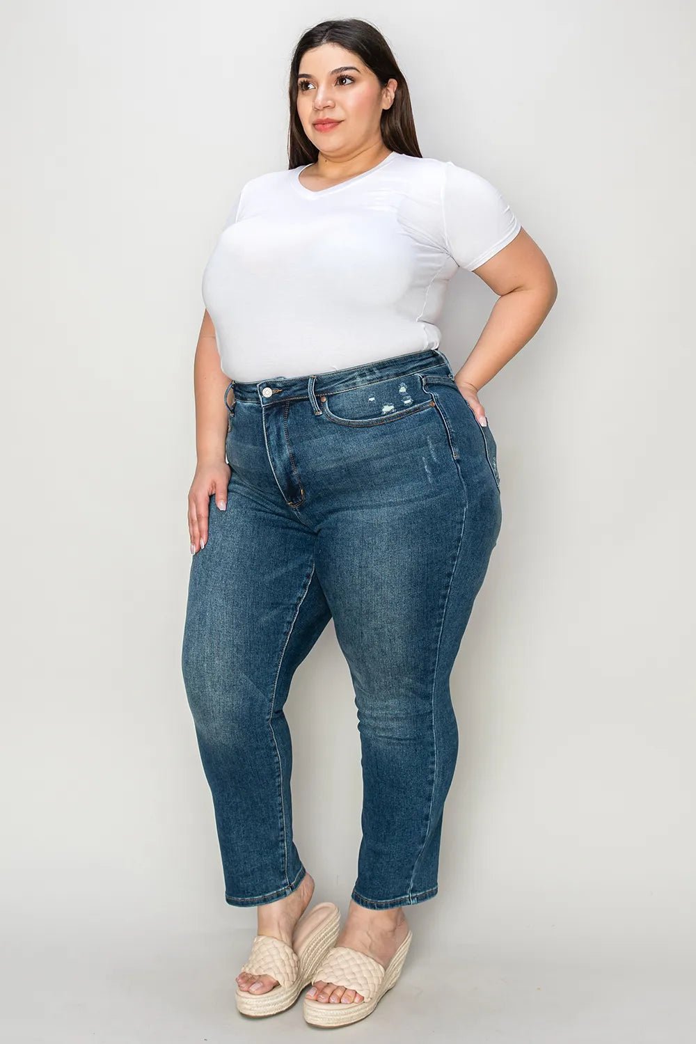 Judy Blue Full Size Tummy Control High Waist Slim Jeans - PBNJ FASHIONS