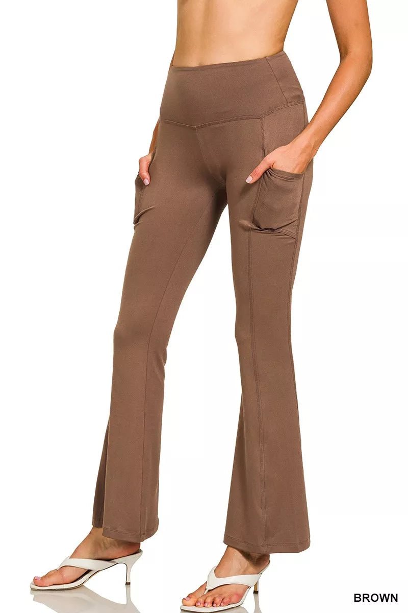 Zenana Brushed Dty Microfiber Flare Pants - PBNJ FASHIONS