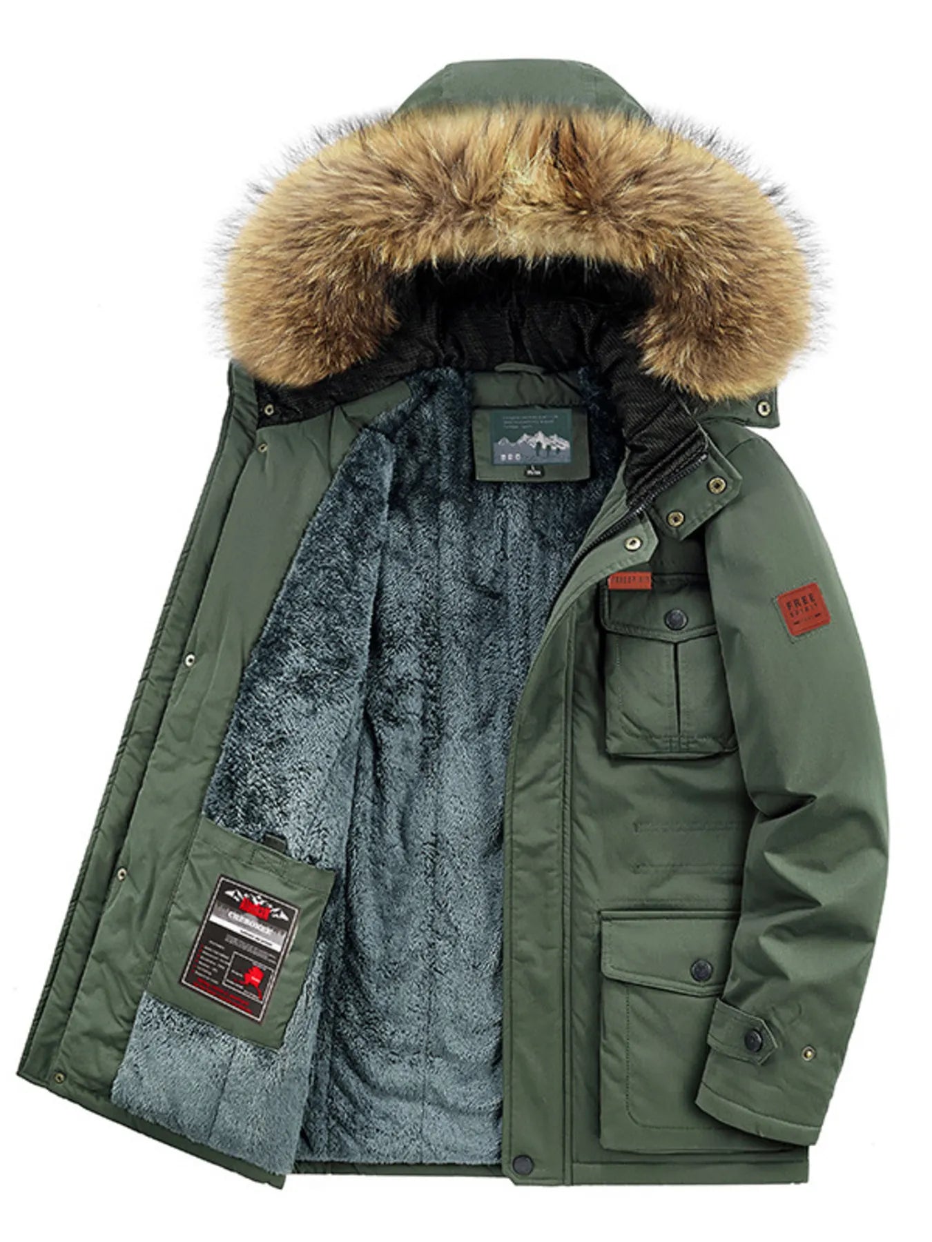 Men's Plus Size Fur Hooded Warm Winter Coat - PBNJ FASHIONS