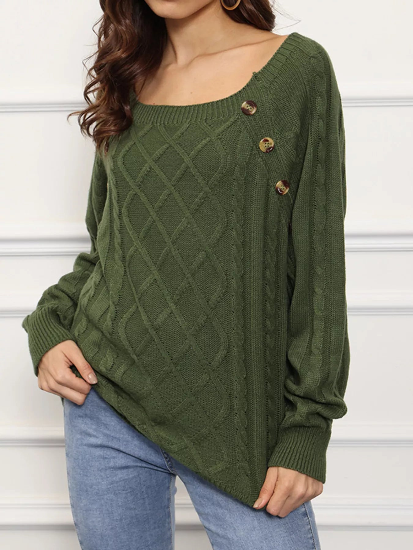 Cable Knit Boat Neck Sweater - PBNJ FASHIONS