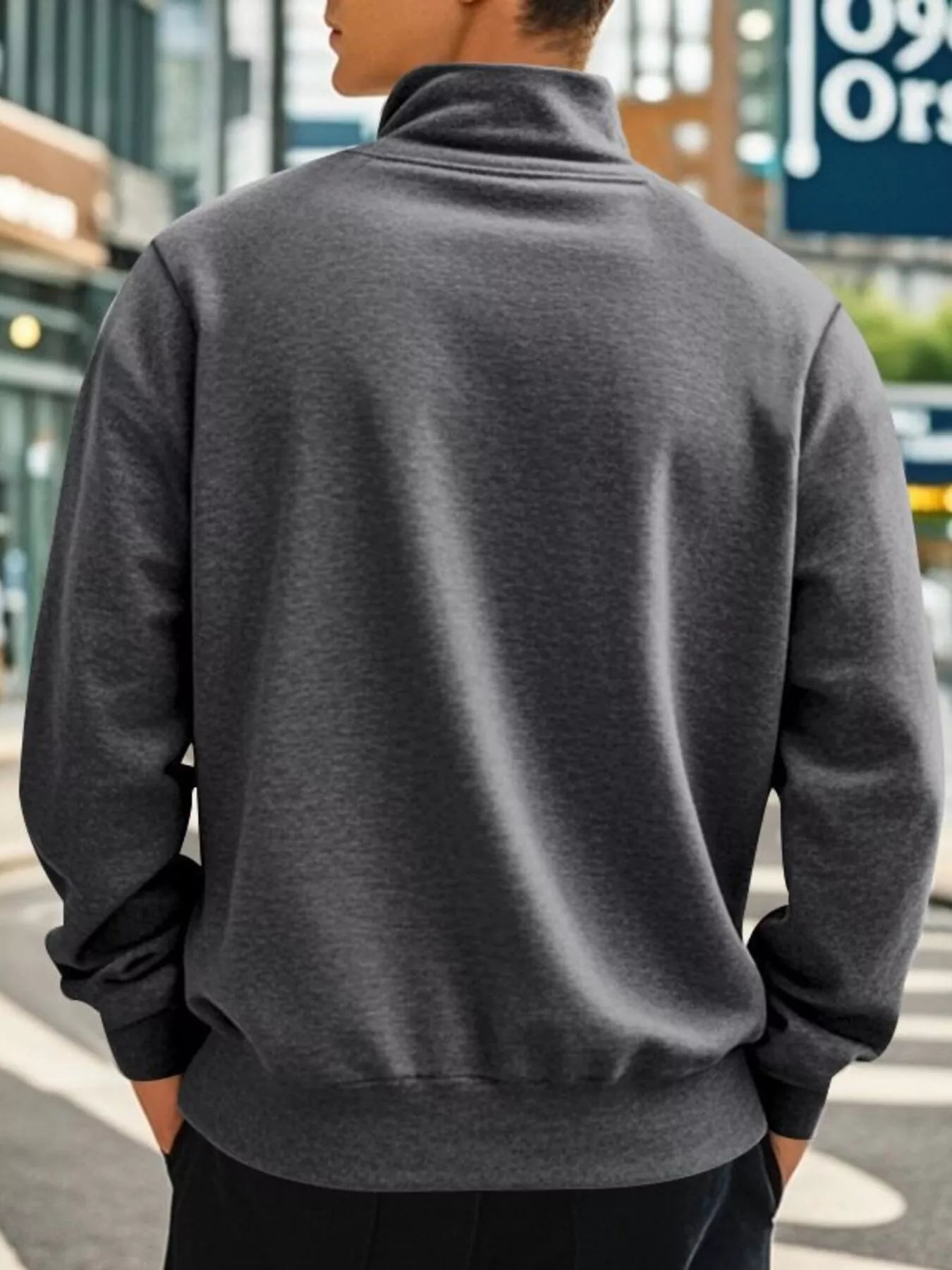 Men's Full Size Solid Color Quarter Zip Sweatshirt Plus Size - PBNJ FASHIONS