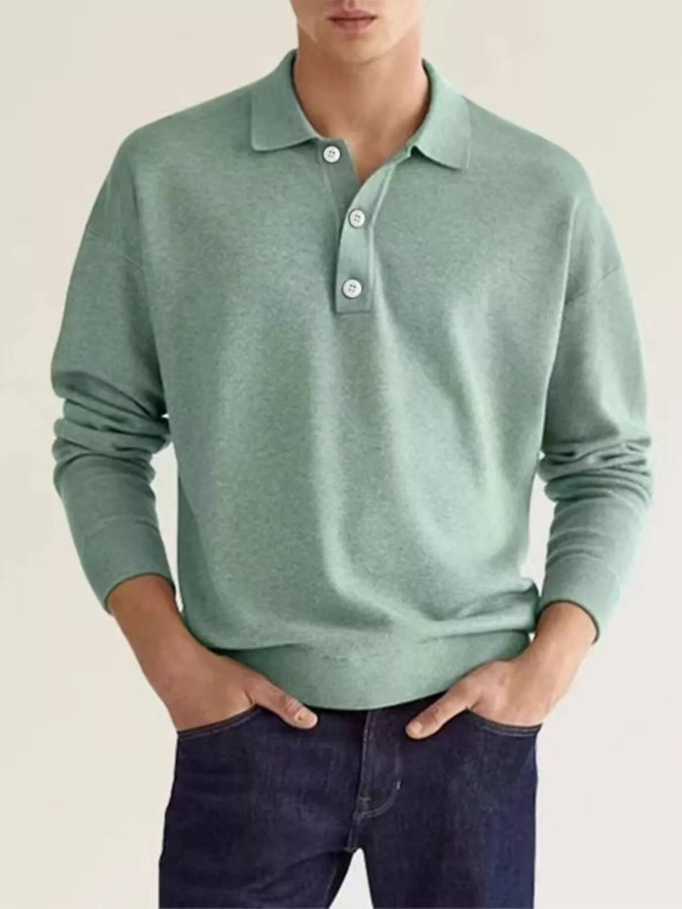 Men's Plus Size Long Sleeve Casual Polo Shirt - PBNJ FASHIONS