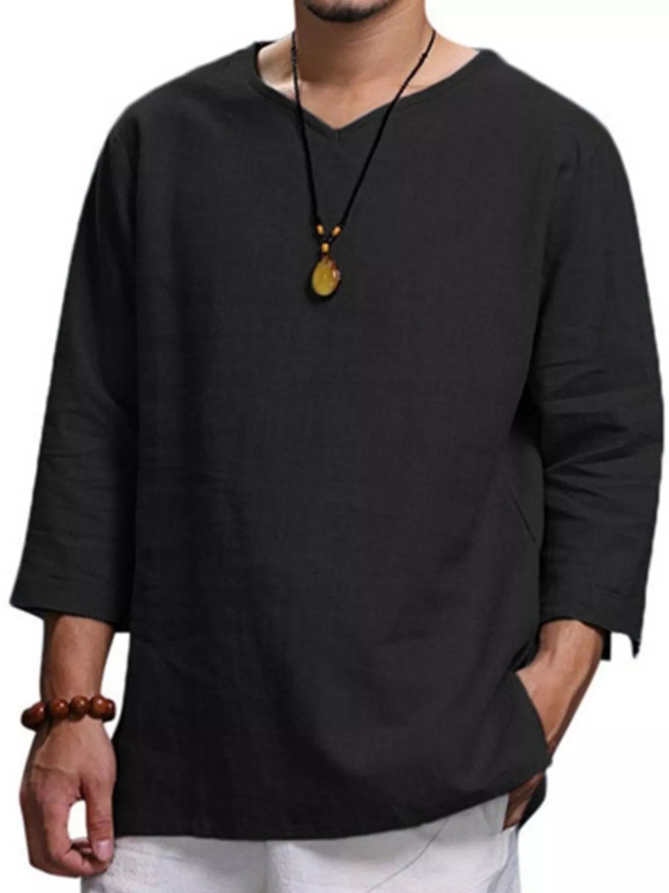Men's Plus Size Casual Comfortable Fit 3/4 Sleeve Blouse - PBNJ FASHIONS