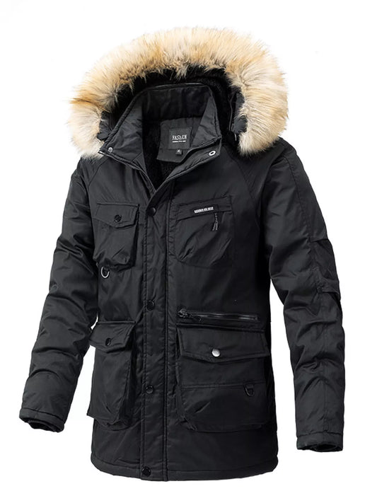 Men's Plus Size Fur Hooded Winter Parka Coat - PBNJ FASHIONS