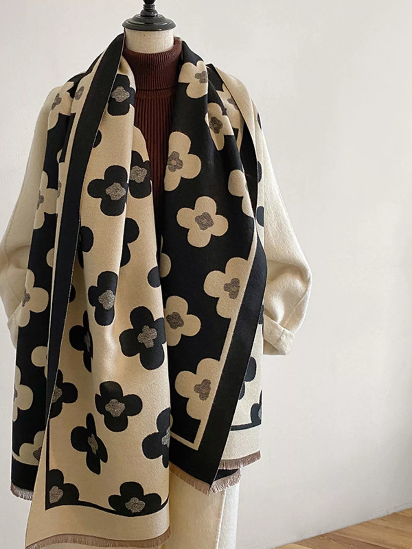 Floral Print Raw Hen Scarf - PBNJ FASHIONS