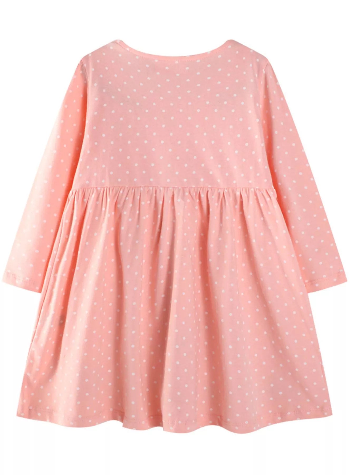 Children's Cute Animal Embroidered Polka Dot Long Sleeve Dress - PBNJ FASHIONS