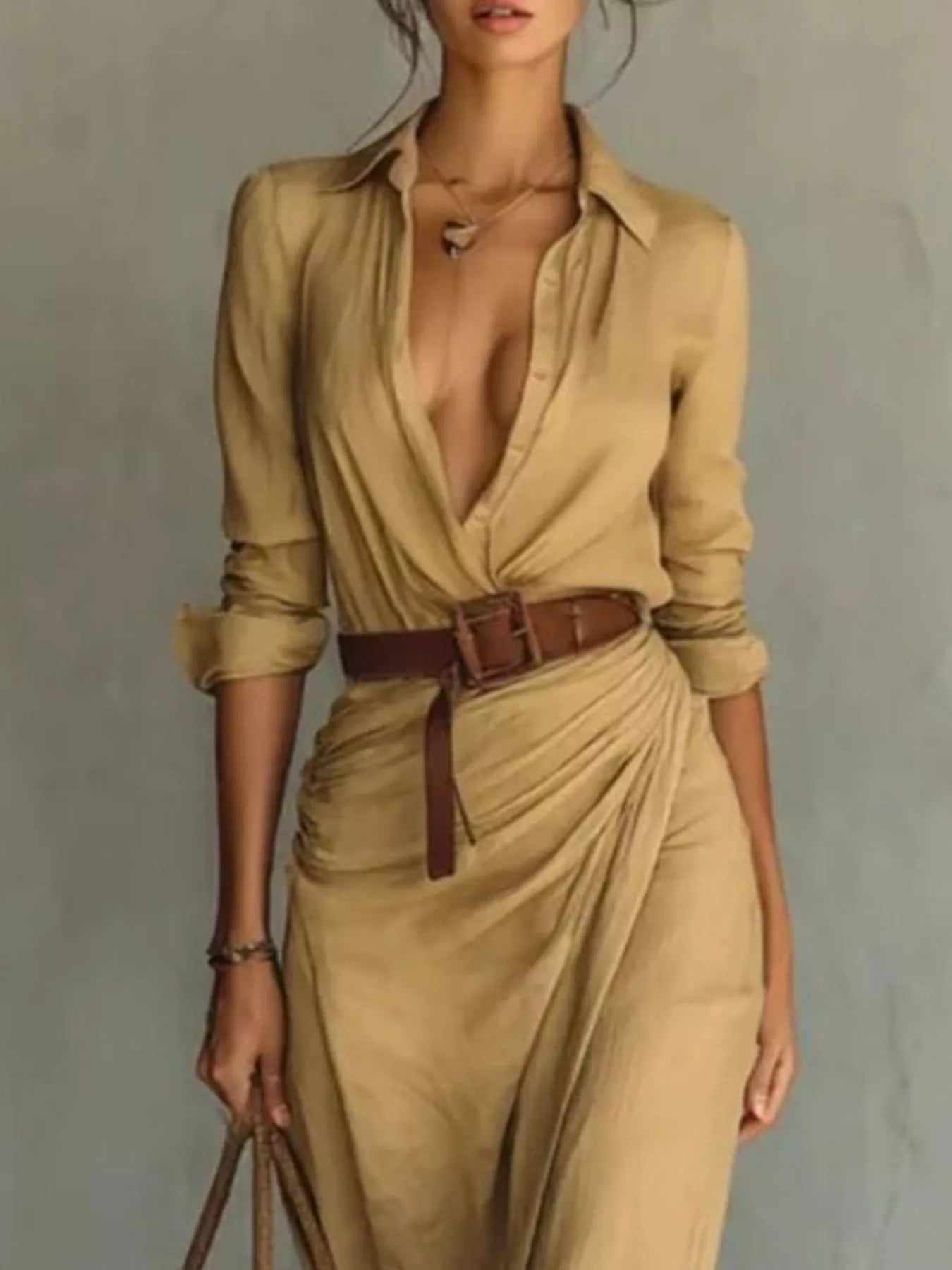 Full Size Ruched Long Sleeve Maxi Dress Plus Size - PBNJ FASHIONS
