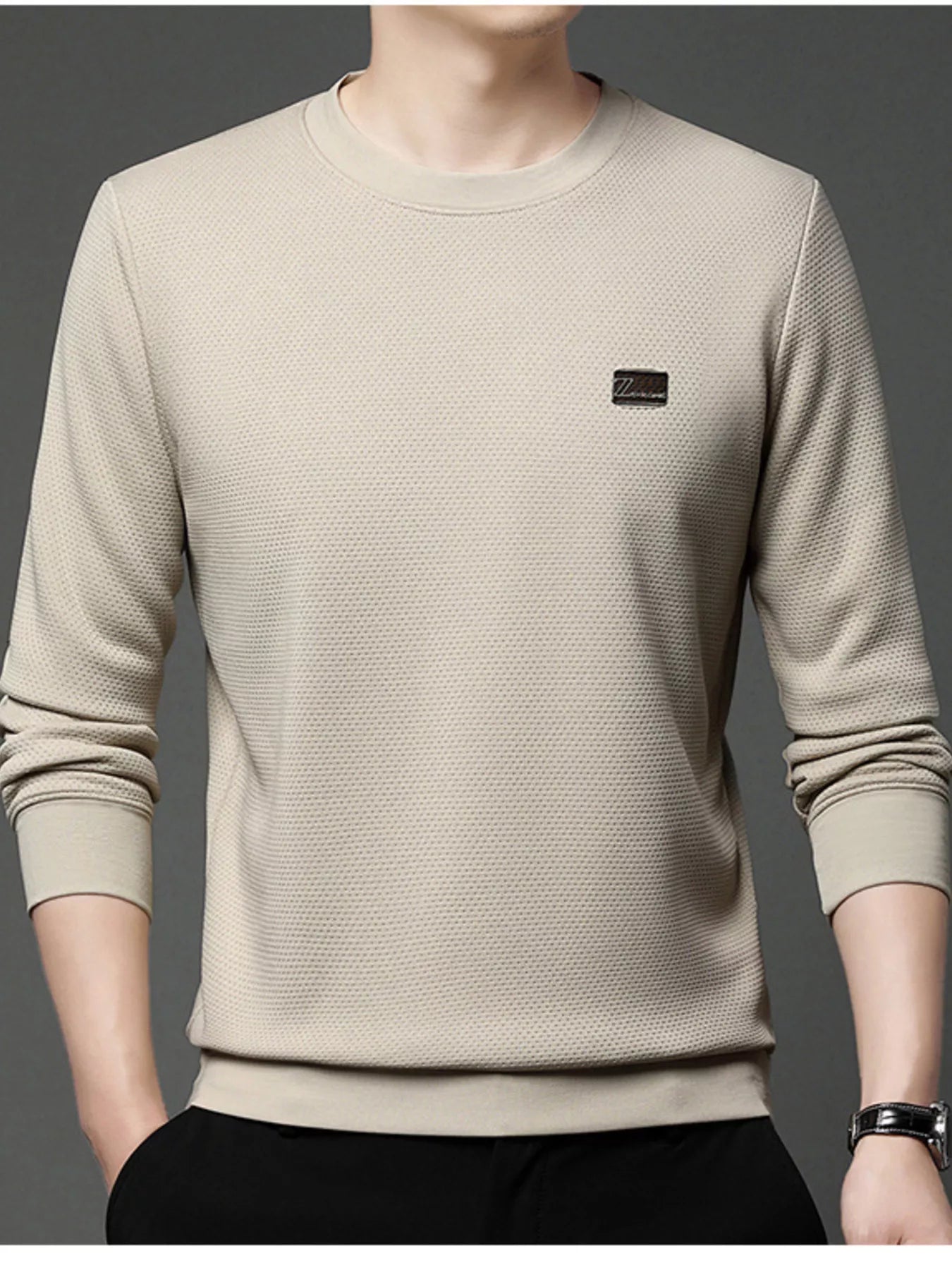 Men's Plus Size Textured Long Sleeve Casual T-Shirt - PBNJ FASHIONS