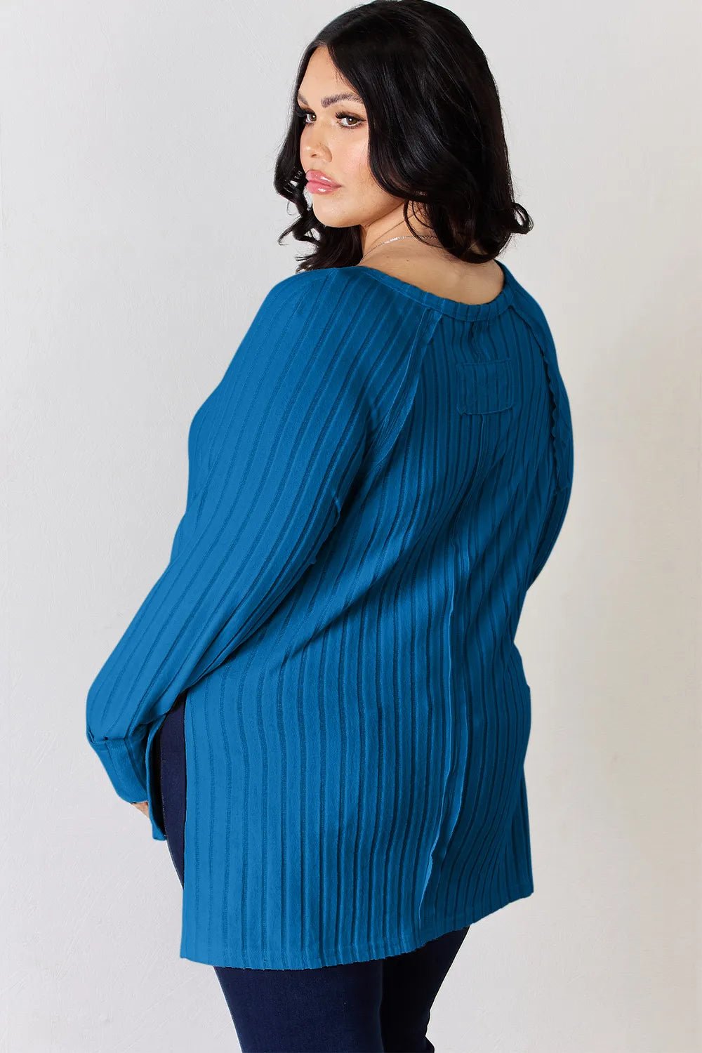 Basic Bae Full Size Ribbed Round Neck Slit T-Shirt - PBNJ FASHIONS