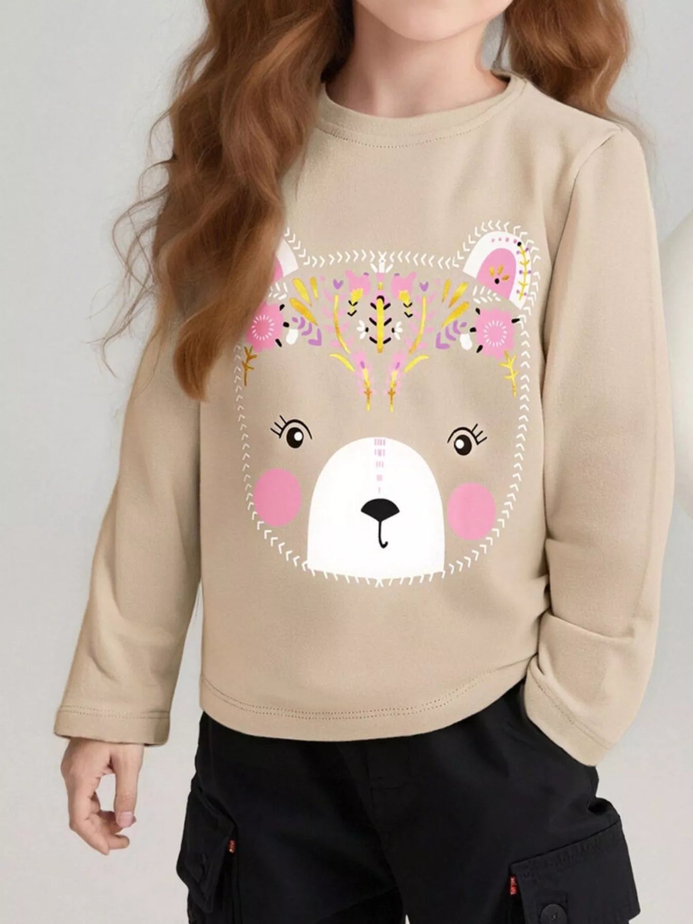 Children's Bear Graphic Long Sleeve T-Shirt - PBNJ FASHIONS