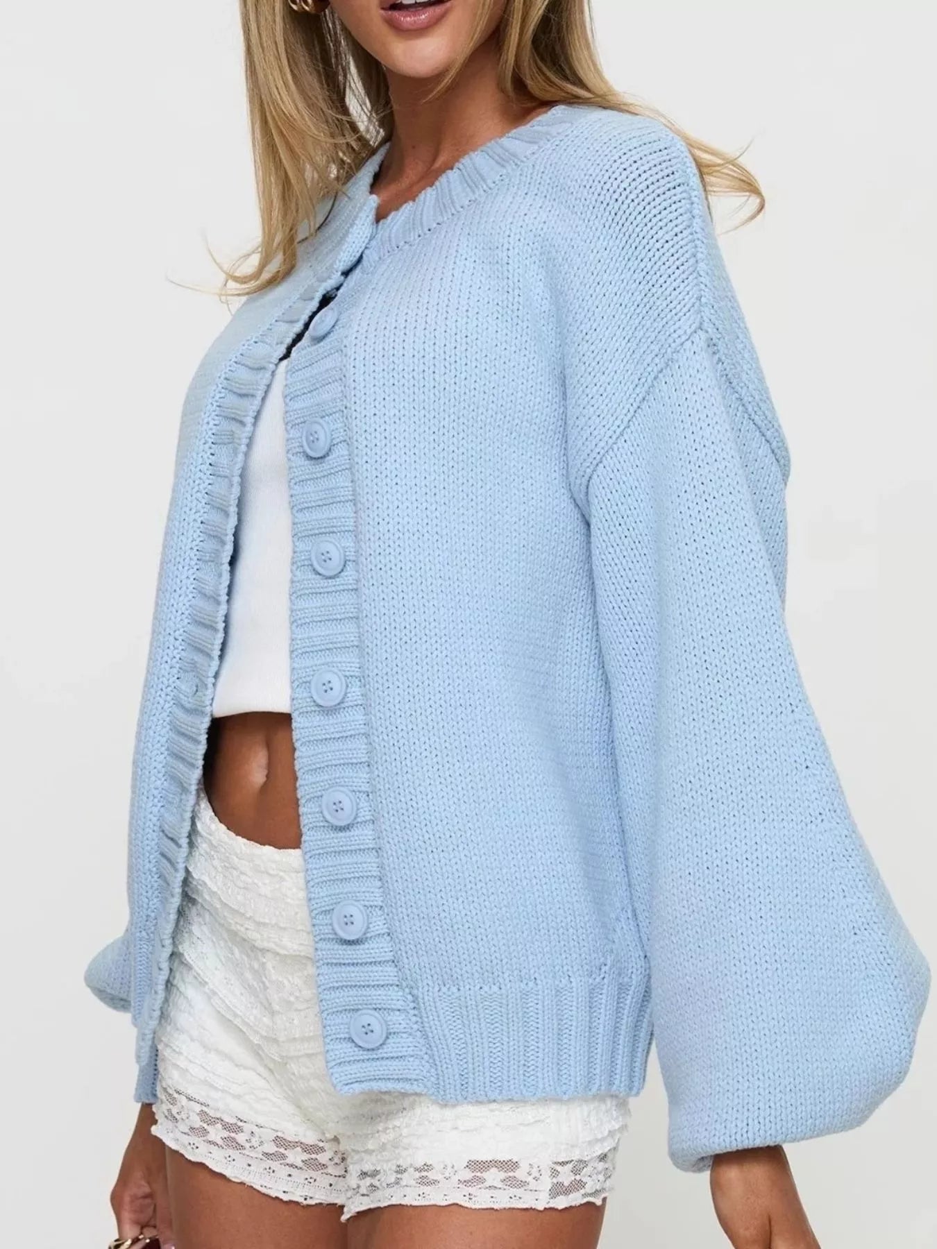 Full Size Button - Down Knit Cardigan Plus Size - PBNJ FASHIONS