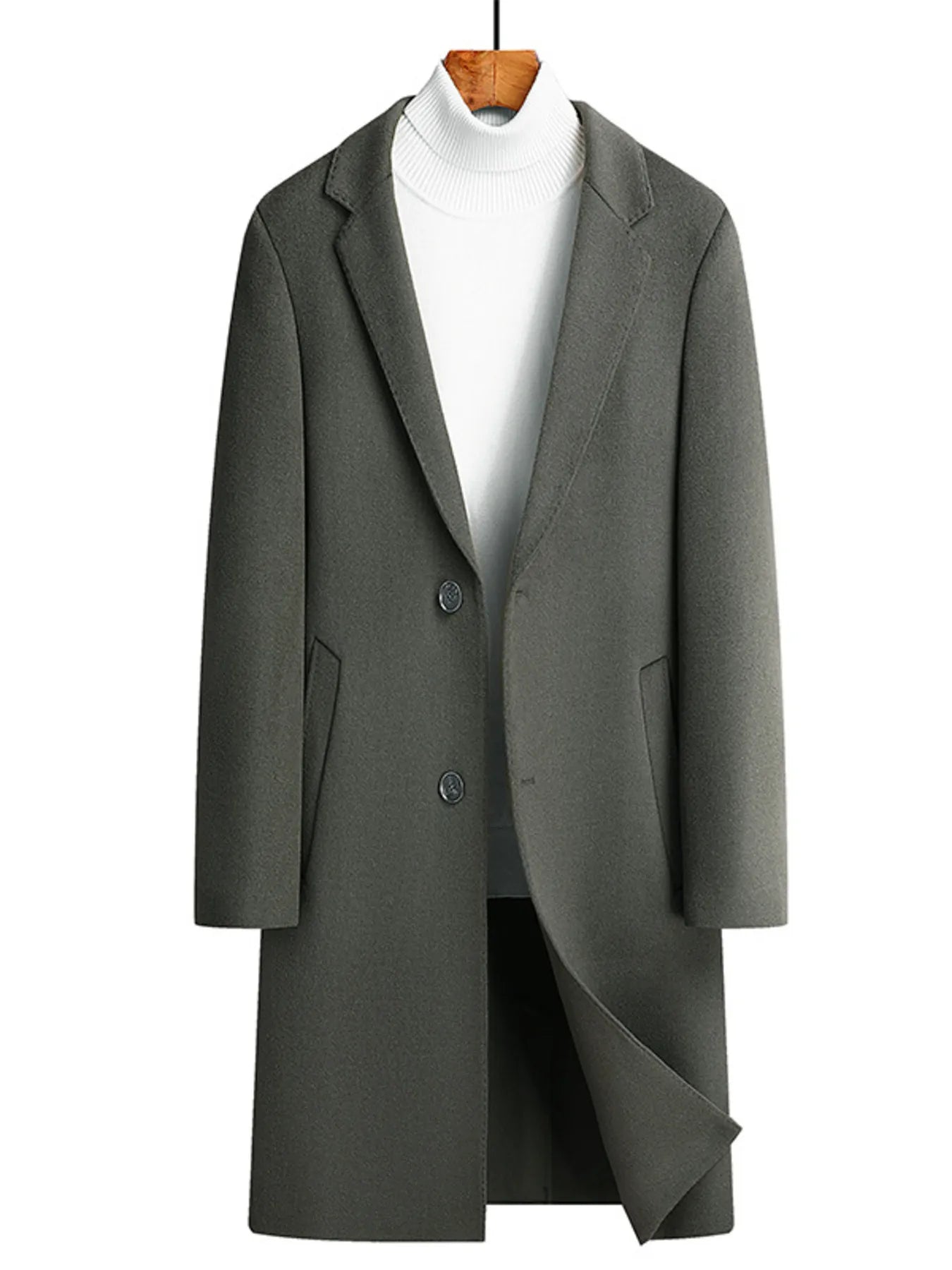Men's Plus Size Lapel Collar Long Coat - PBNJ FASHIONS