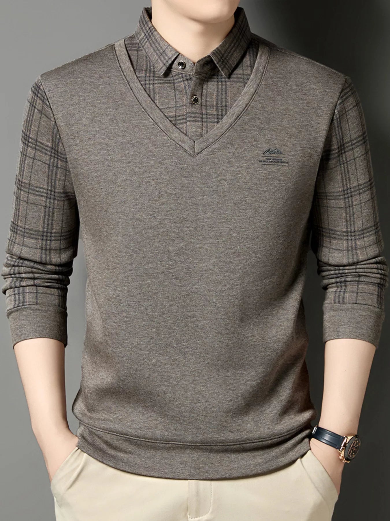 Men's Plus Size Layered Style Long Sleeve T-Shirt - PBNJ FASHIONS