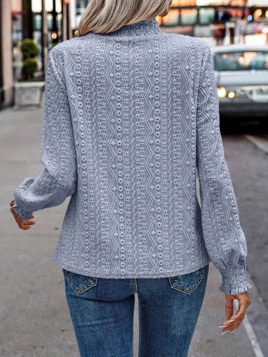 Eyelet Long Sleeve Blouse - PBNJ FASHIONS