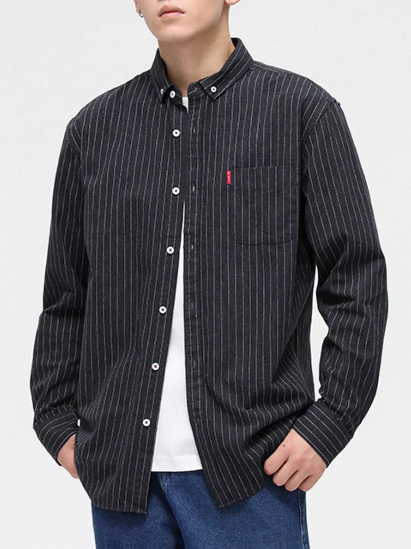 Men's Full Size Striped Long Sleeve Casual Shirt Plus Size - PBNJ FASHIONS