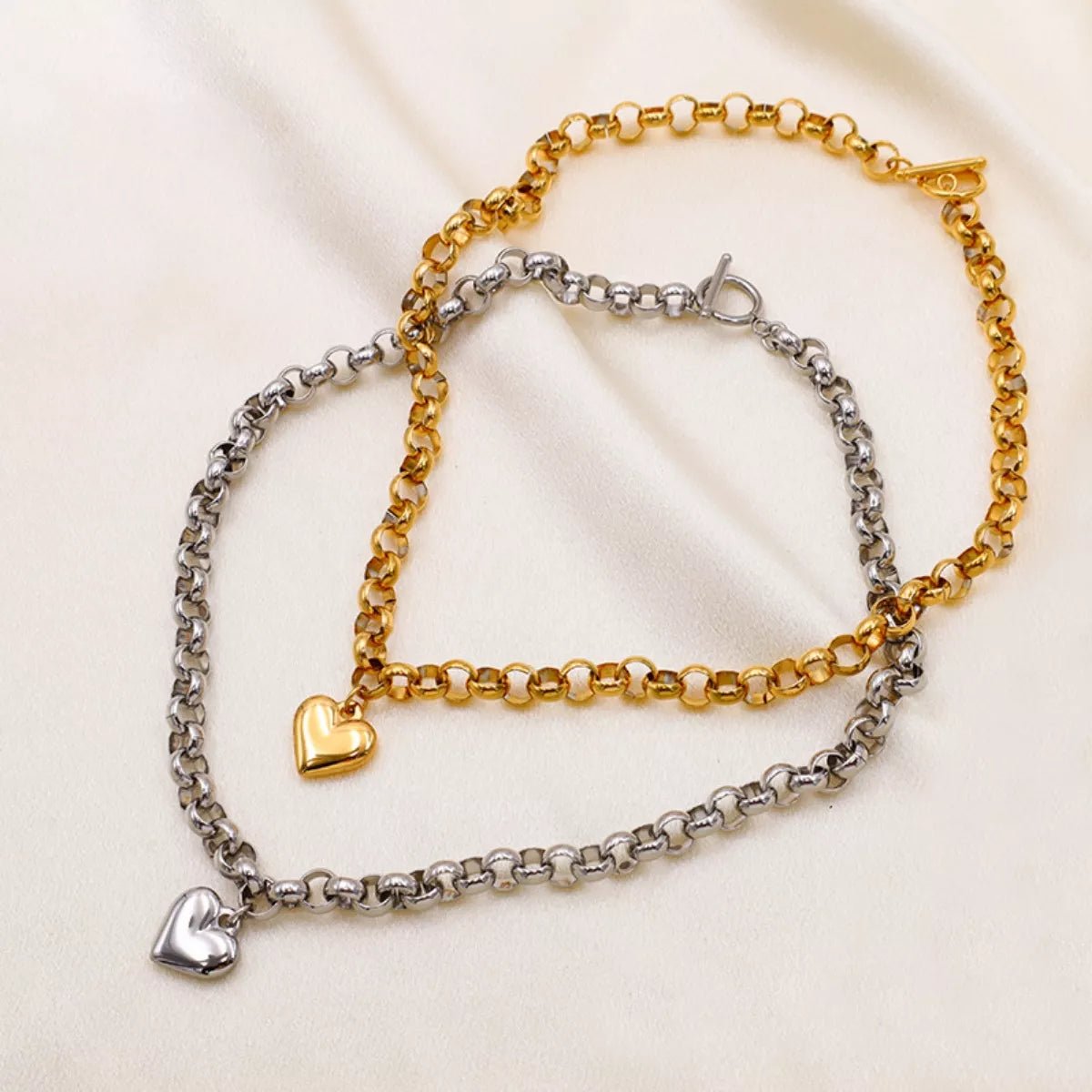 Heart Pendant Toggle Clasp Chain Necklace - PBNJ FASHIONS