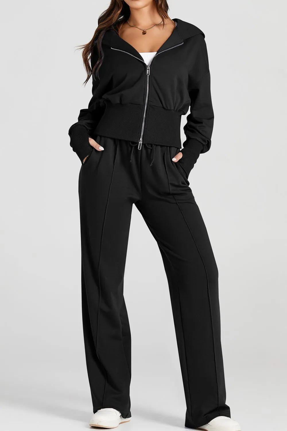 Zip - Up Hoodie and Pants Active Set - PBNJ FASHIONS