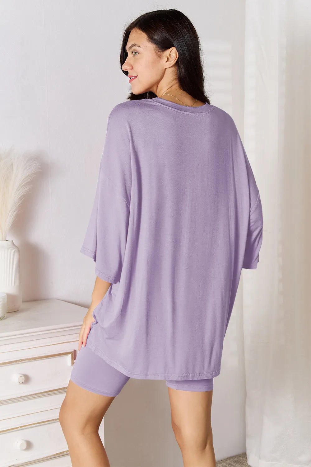 Basic Bae Full Size Soft Rayon Three - Quarter Sleeve Top and Shorts Set - PBNJ FASHIONS