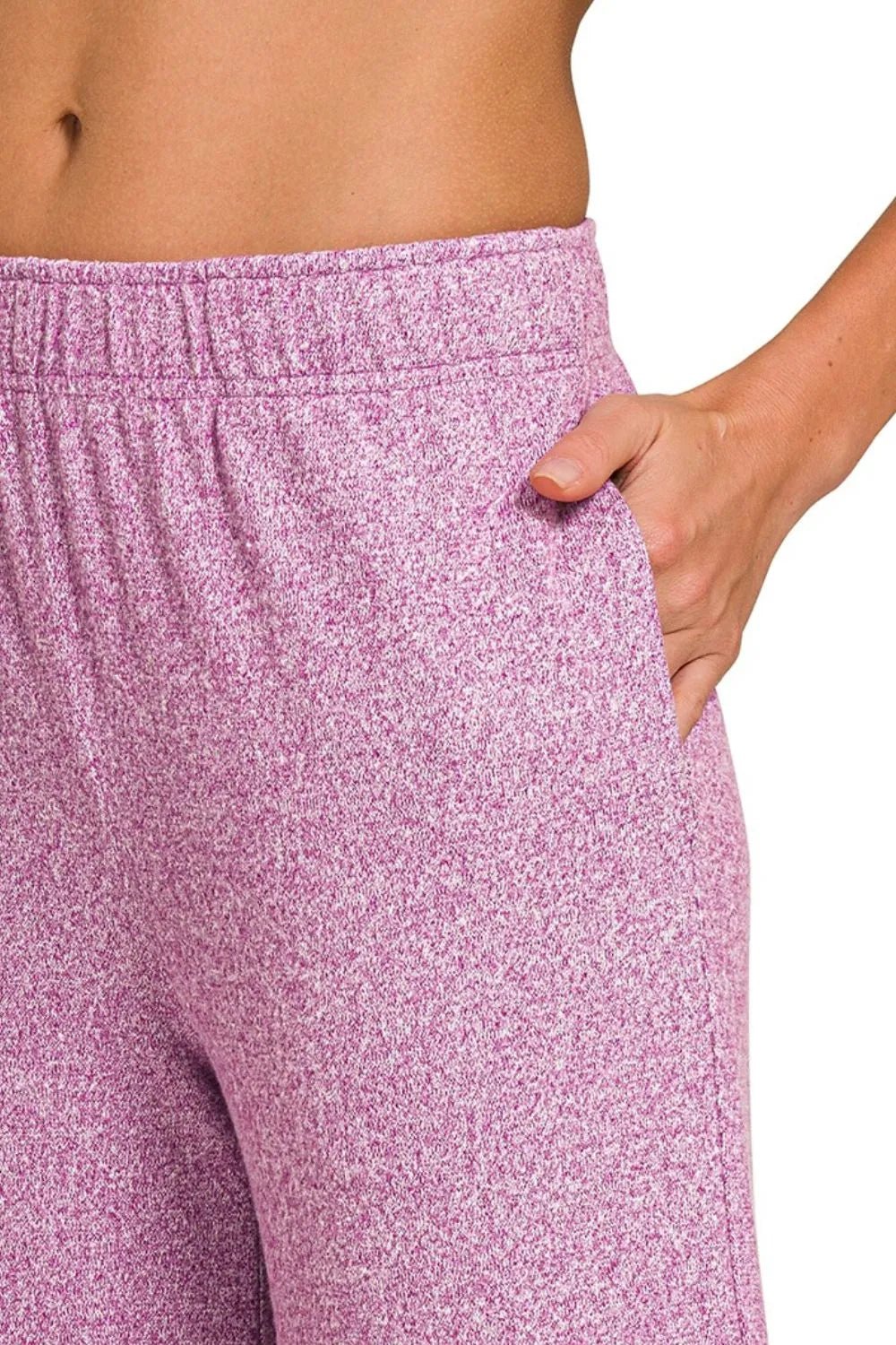 Zenana Soft Melange Short Sleeve Tee & Long Pants Set - PBNJ FASHIONS