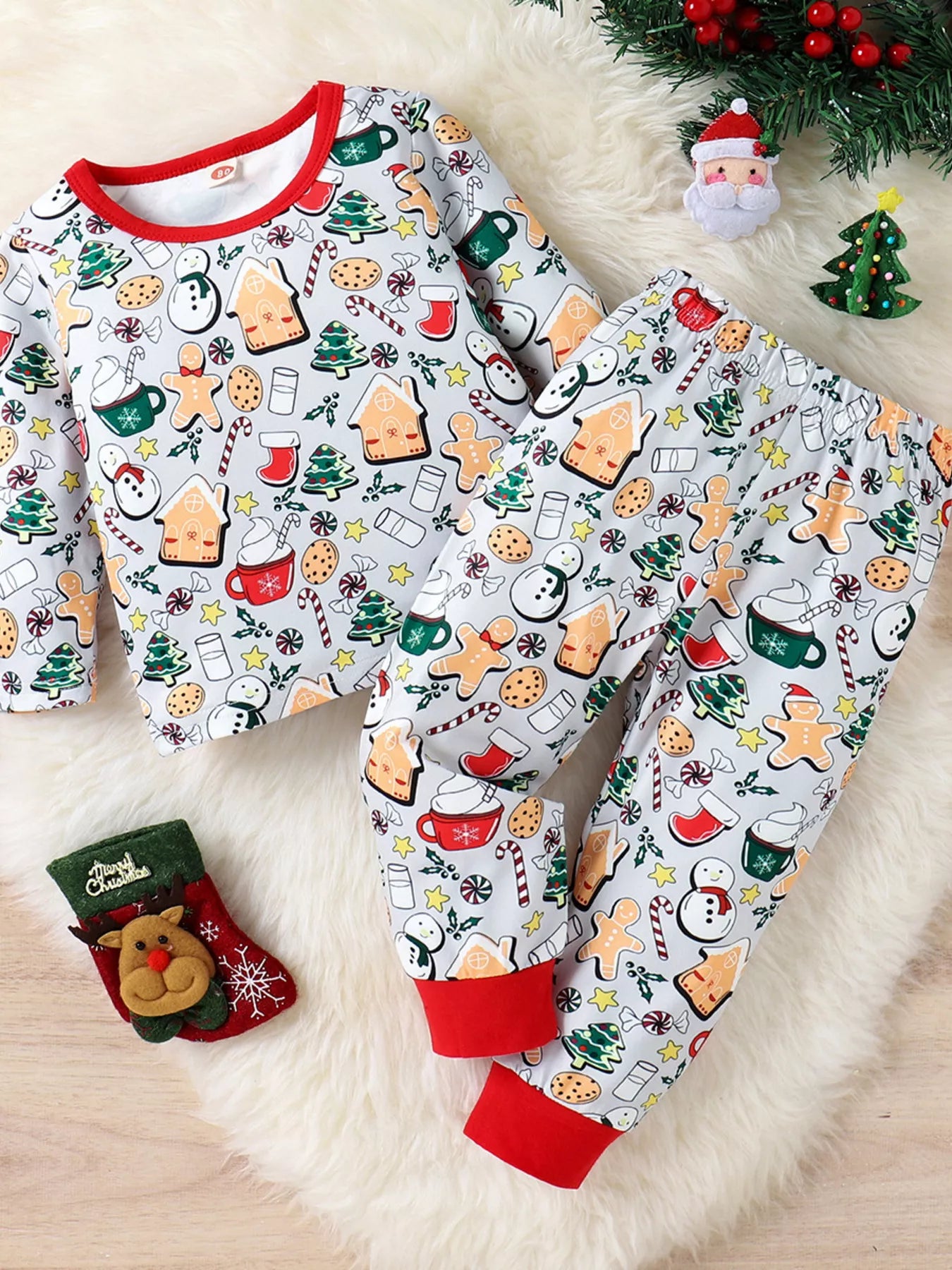Children's Christmas Print Top and Pants Set - PBNJ FASHIONS