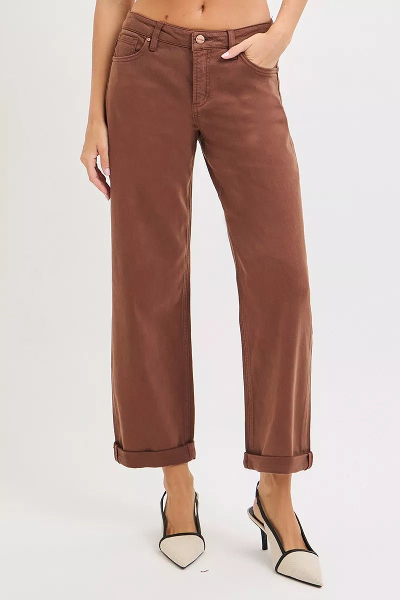 RISEN Full Size Tummy Control Mid Rise Ankle Barrel Baggy Plus Size - PBNJ FASHIONS