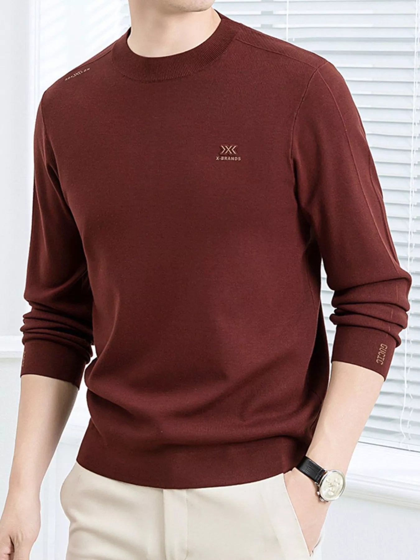Men's Plus Size Long Sleeve Slim Fit Knit Top - PBNJ FASHIONS