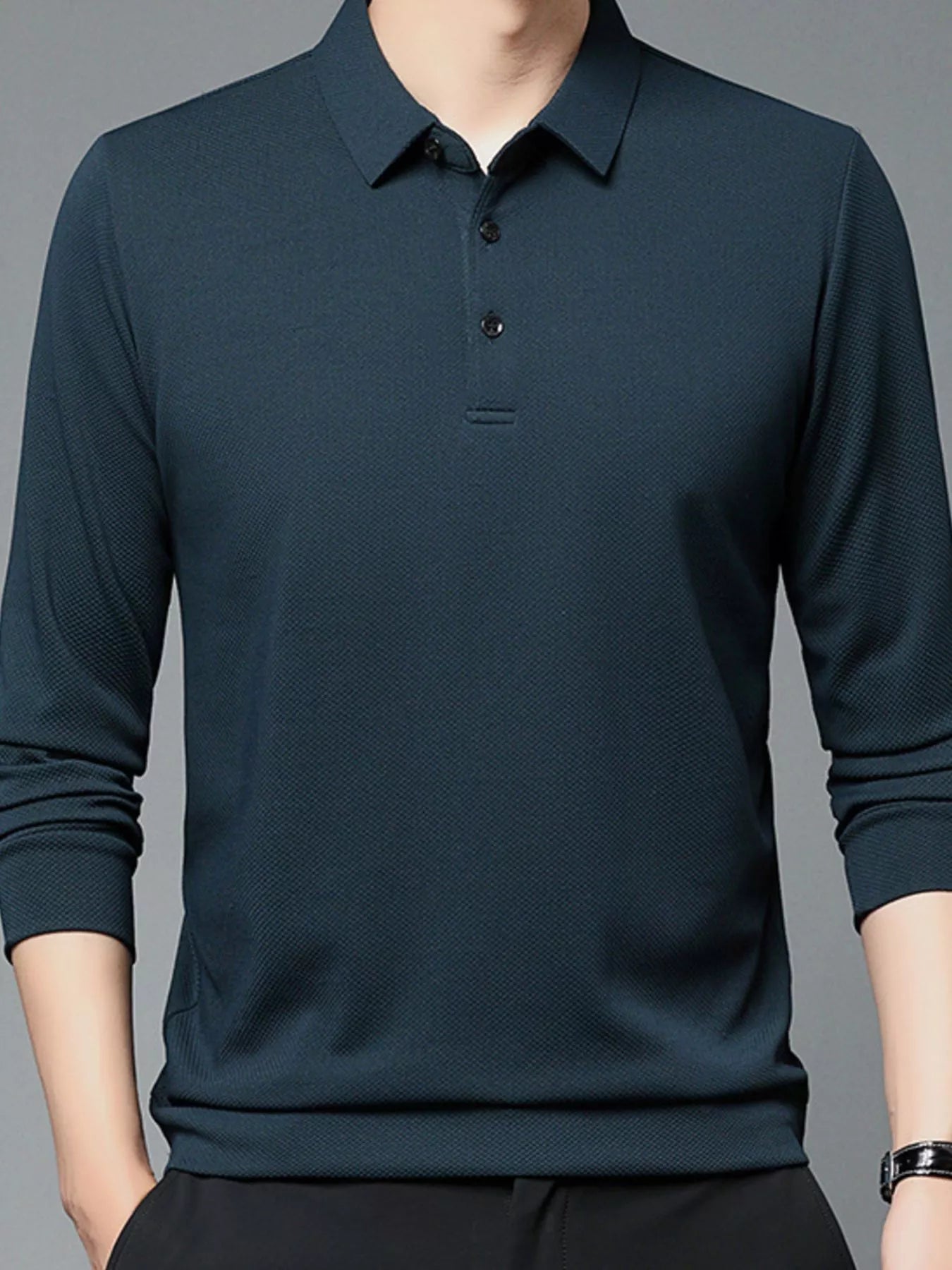 Men's Plus Size Classic Fit Long Sleeve Polo - PBNJ FASHIONS