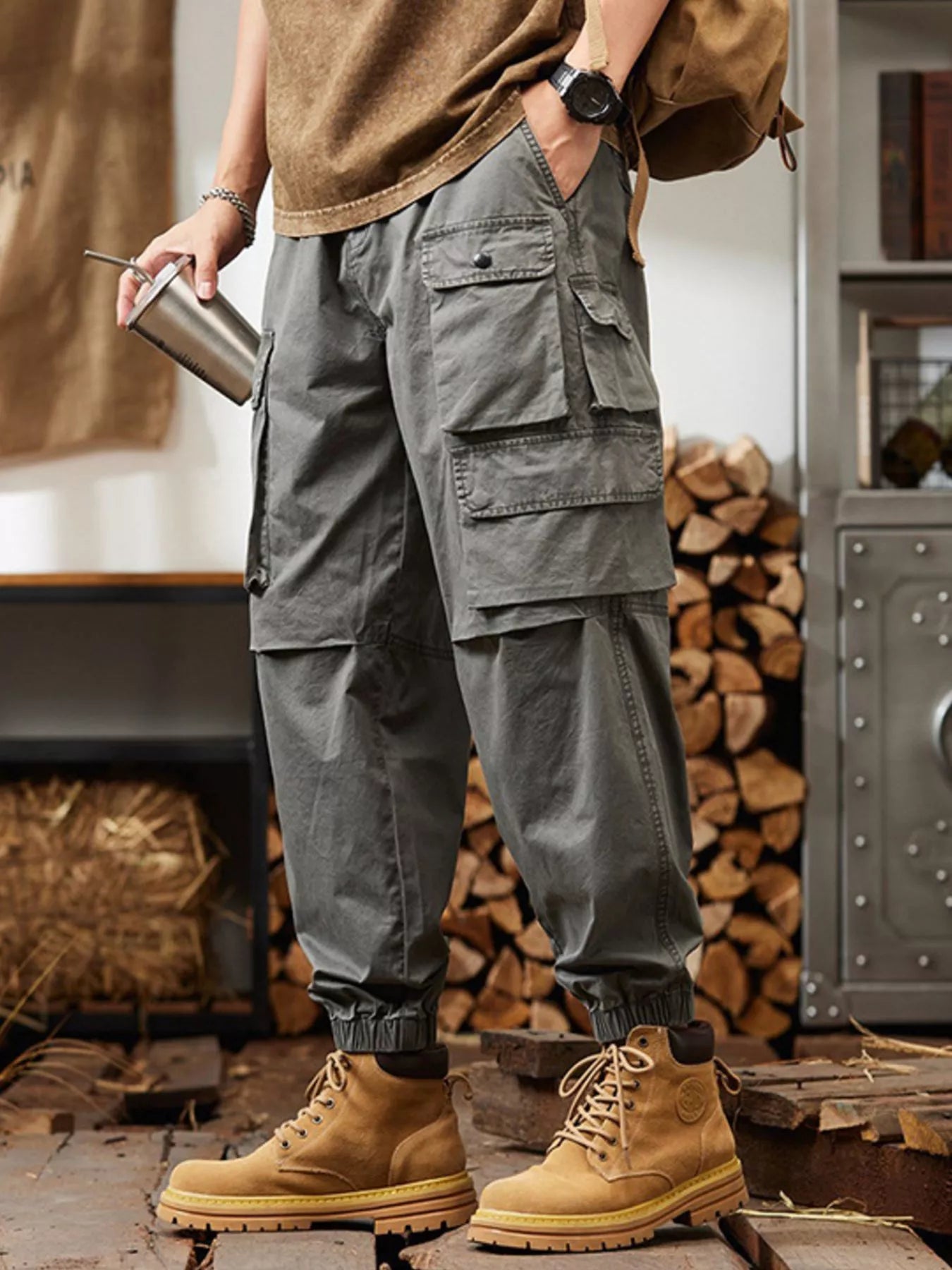 Men's Plus Size Relaxed Fit Multi - Pocket Cargo Pants - PBNJ FASHIONS
