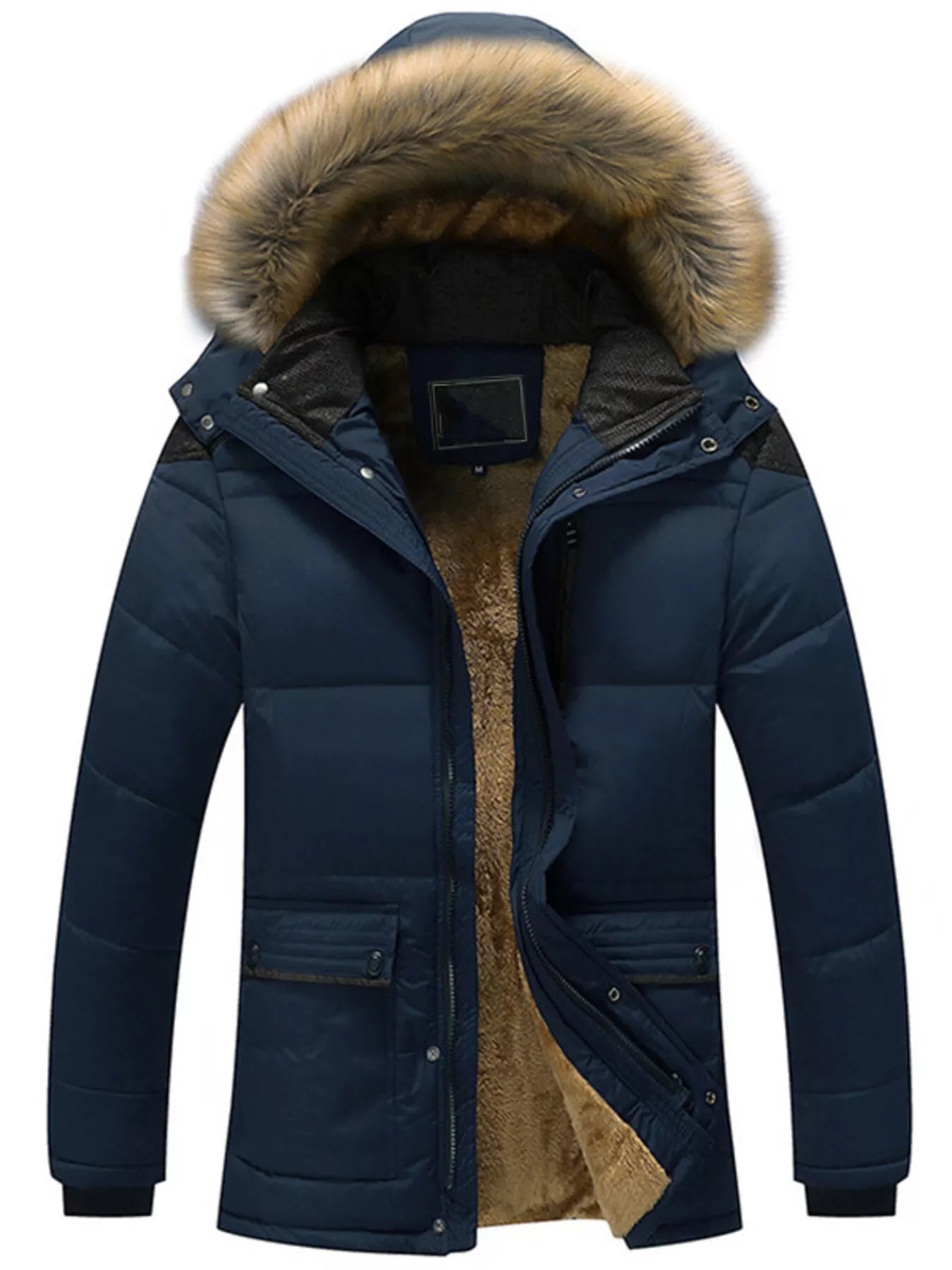 Men's Plus Size Fur Hooded Winter Parka Jacket - PBNJ FASHIONS