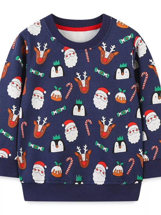 Children's Christmas Print Crew Neck Sweatshirt - PBNJ FASHIONS