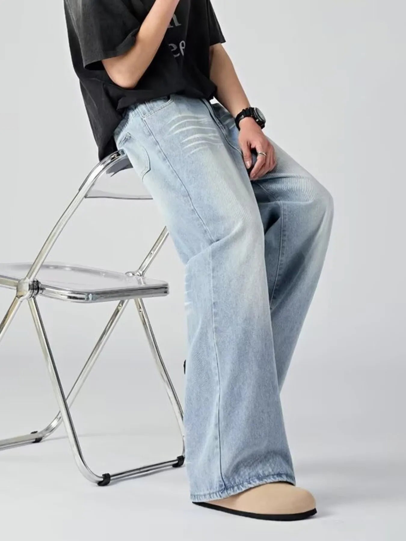 Men's Plus Size Wide Leg Wash Jeans - PBNJ FASHIONS